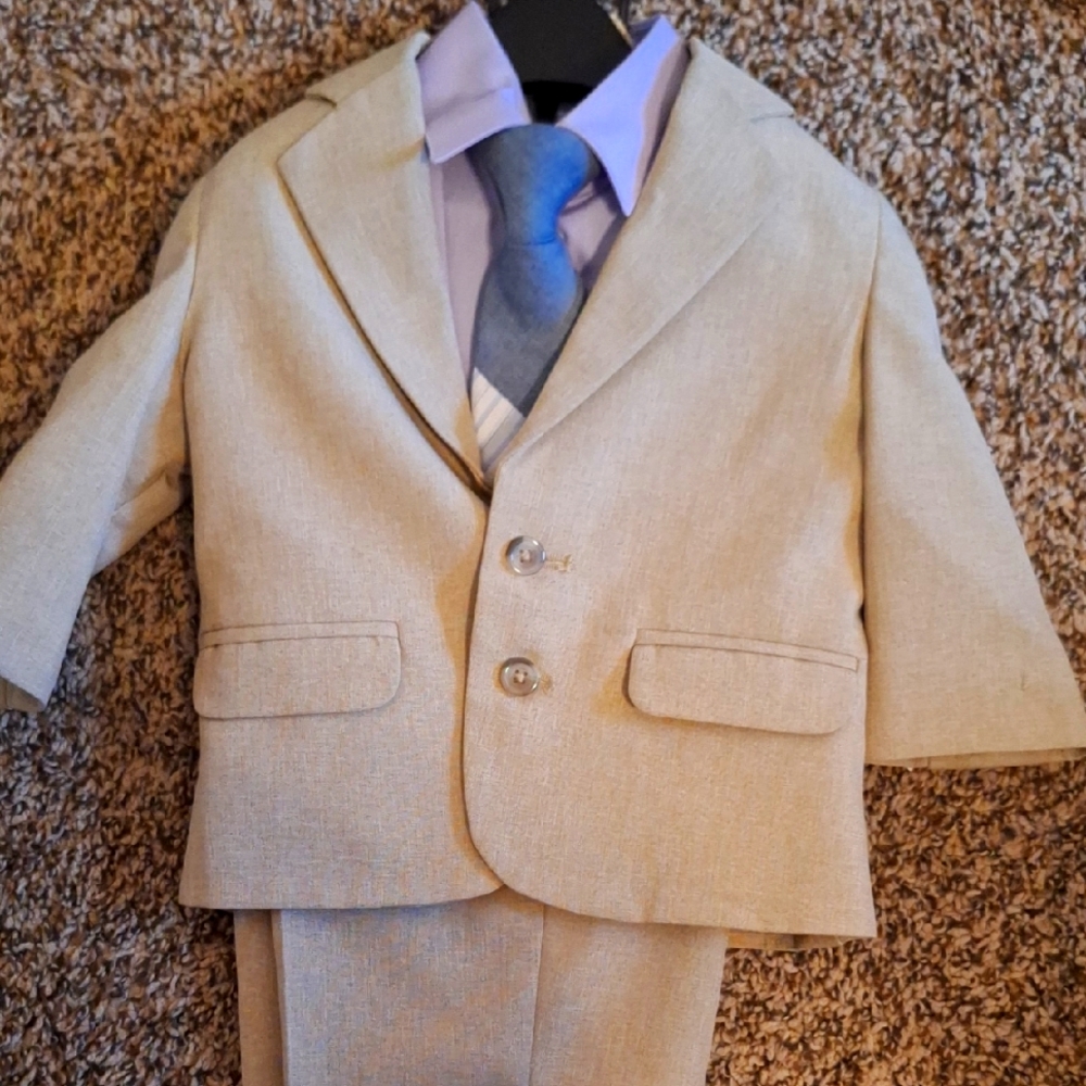 Stylish Tan Toddler Suit with Tie